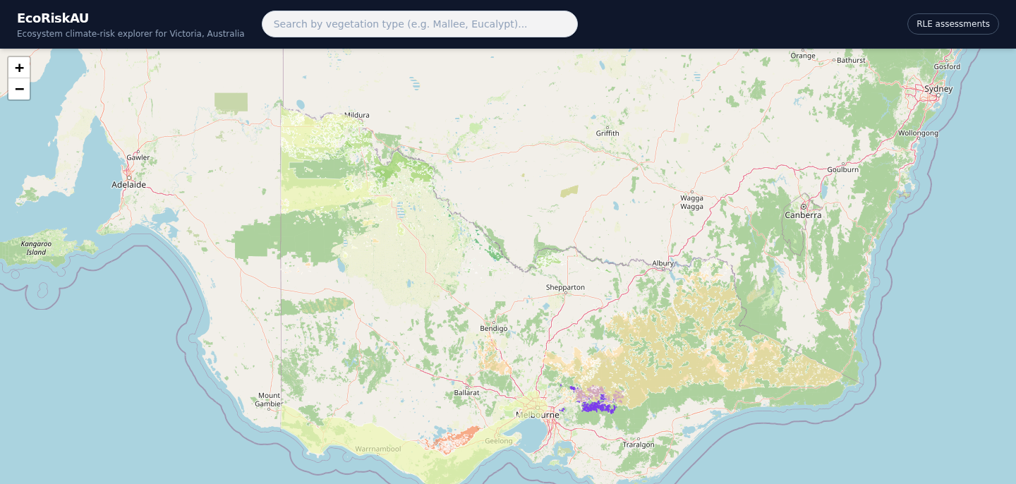 EcoRiskAU climate risk choropleth map of Victoria