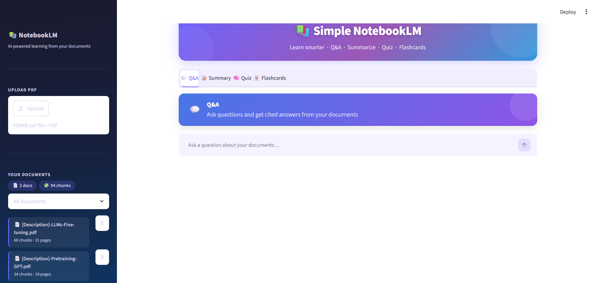 Simple NotebookLM Q&A Interface