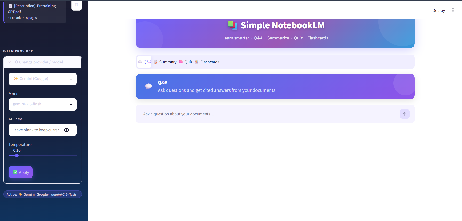 Simple NotebookLM LLM Provider Settings